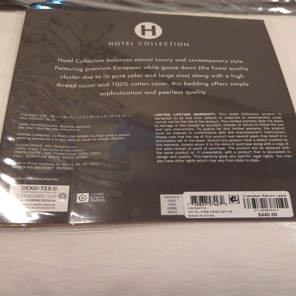 NWT Goose Down Pillow - Picture 5 of 8